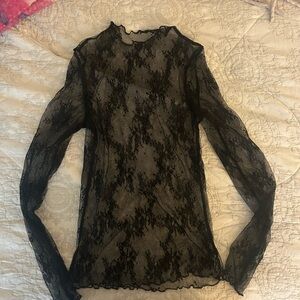 Black Lace Long Sleeve Top
